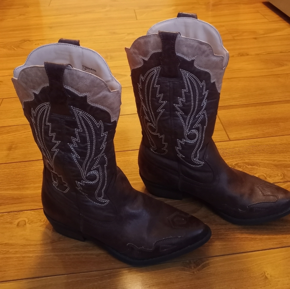 Coconuts Cimmaron Western Cowboy Boots Women's Size 7M Saddle Brown and …